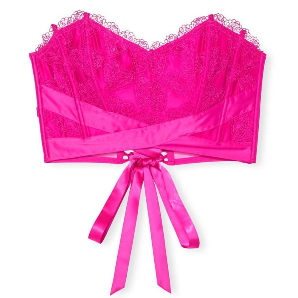 🩷 Victoria’s Secret VERY SEXYHeart Embroidery Strapless Corset Top Size Small
